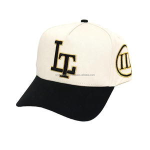 Gorras de béisbol con marco A de dos tonos de sarga de algodón de 5 paneles con diseño personalizado de Color blanco roto, sombreros informales para hombres, sombreros para deportes al aire libre - Product Image 3