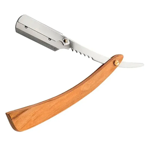 มีดโกนสแตนเลสด้ามจับไม้แบบเปลี่ยนได้ใบมีดออกแบบโลโก้ได้อย่างยั่งยืน - Product Image 1