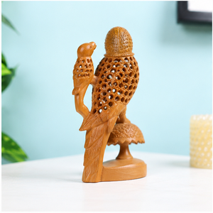 Sculpture artisanale en bois écologique de perroquet, figurine animale sculptée, décoration pour table de salon, artisanat traditionnel, art de mariage - Product Image 6