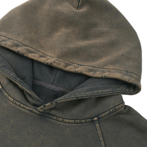 Wholesale Custom Manufactured High Quality Winter <b>Men</b> Vintage <b>Brown</b> Distressed Pullover Hoodies Cotton French Terry - Product Image 3
