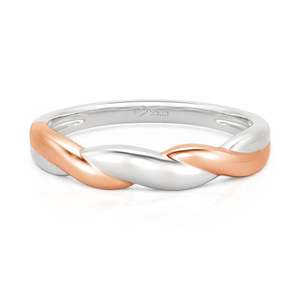 Bague torsadée bicolore Jeulia Amore pour homme - Argent sterling avec placage rhodium et accent en or 18 carats - Product Image 1