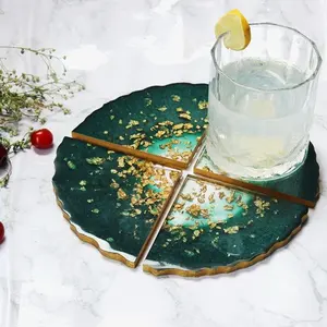 Posavasos epoxi de resina con diseño de flores de alta calidad para posavasos de resina para decoración del hogar al por mayor por Artesanías Taqi - Product Image 1