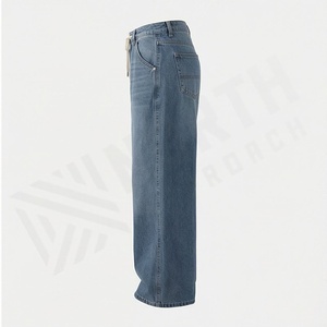 Jeans de Mezclilla Rectos de Cintura Media con Estampado 3D Sólido para Mujer, con Cordón Ajustable, Color Personalizado, Transpirables, de Secado Rápido, de Algodón - Product Image 3