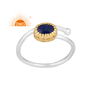 Best selling fine sterling silver natural <b>Lapis</b> <b>Lazuli</b> gemstone adjustable <b>ring</b> custom jewelry manufacturer - Product Image 1