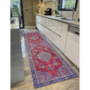 Tapis imprimé rouge mat - Design turc bohème pour la décoration de la maison, tapis fin non tissé - Product Image 4