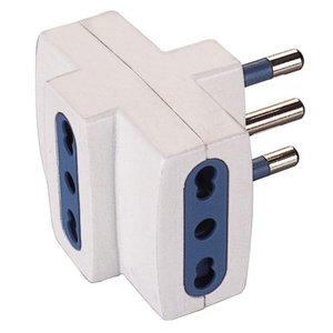 Adaptador de Enchufe Eléctrico de 3 Tomas 2P+T 10/16A Blanco PP0452R Conector Bidireccional Estándar Italiano - Product Image 1