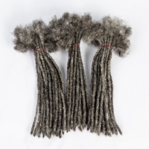 Vente chaude sel et poivre doux à la main <span class=keywords><strong>Dreadlocks</strong></span> Crochet cheveux tresses 100% naturel cheveux humains Loc Extensions - Product Image 3