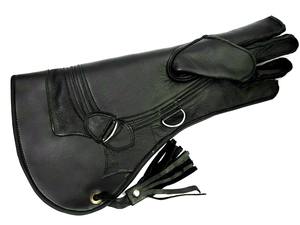 Gants de fauconnerie en cuir de vache nubuck noir au design personnalisé Piège à animaux brillant et doux au toucher - Product Image 5