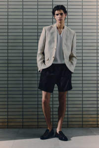 Short formel en velours côtelé bleu marine pour homme coupe régulière taille haute fermeture à cordon séchage rapide respirant solide - Product Image 2