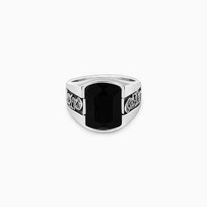 Bague audacieuse en argent oxydé noir pour homme, pierre naturelle ovale, clarté VVS1, bijoux fins - Product Image 4