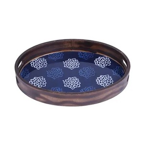 Bandeja de servicio con estampado de esmalte de madera a buen precio personalizada bandeja de servicio redonda decorativa para restaurante y hogar cubiertos artículos decorativos - Product Image 5