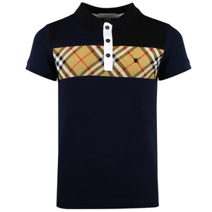Men's <b>White</b> Short Sleeve <b>Polo</b> Shirt With Plaid Panel Color Blocked Design Casual Style - Product Image 6