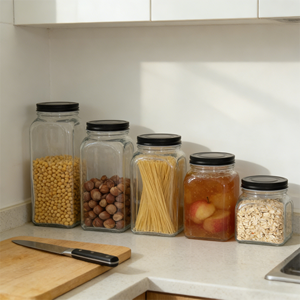 Pot en verre avec couvercle en fer blanc noir pour <span class=keywords><strong>confiture</strong></span> <span class=keywords><strong>maison</strong></span>, sauce, miel et emballage alimentaire - Product Image 3