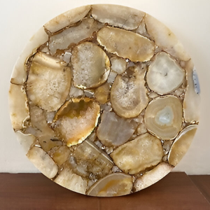 Bandeja de servicio de piedras preciosas de ágata de lujo, plato de piedra Natural con bordes dorados para decoración elegante del hogar, charcutería y regalos - Product Image 5