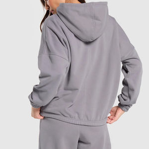 Women <b>Hoodie</b> for Gym Clothing Casual Plain Shoulder <b>Crop</b> Top High Quality Custom Logo Cotton Long Sleeve <b>Zip</b> <b>up</b> - Product Image 5