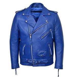 Blouson de moto unisexe en cuir bleu coupe-vent 2026, durable avec fermeture éclair, couleurs personnalisables, toutes saisons, service OEM - Product Image 1