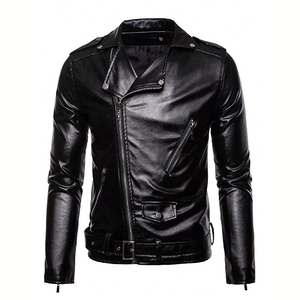 Chaqueta de Motociclista para Hombre, de Piel de Becerro Genuina de Primera Capa, Chaqueta Corta de Lona de Alta Calidad para Primavera/Invierno, Piel de Becerro Natural - Product Image 1