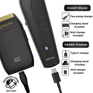 Ensemble de rasoirs professionnels étanches IPX6, rasoir à lame en T en acier inoxydable et rasoir à grille avec alimentation USB - Product Image 5