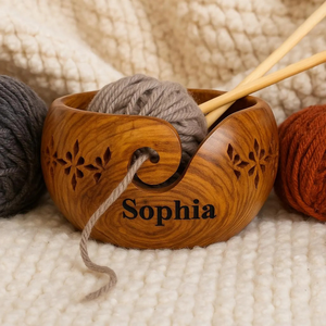 Cuenco de hilo de palisandro hecho a mano, organizador de ganchillo y tejido, organizador de ganchillo, cuenco de hilo, regalo de Navidad funcional - Product Image 4