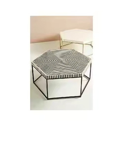 Table basse hexagonale incrustée d'os - Product Image 4