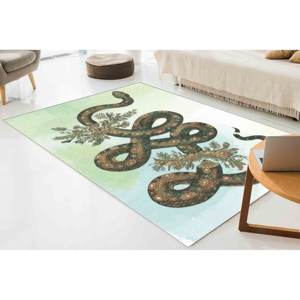Alfombra con Estampado de Serpiente: Ilustraciones de Serpientes Abstractas, Florales y de Animales, con Pelo Suave - Product Image 1