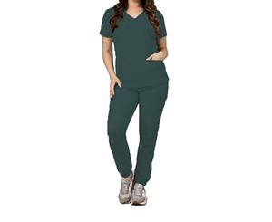 Uniformes Médicos de Moda para Mujer y Hombre: Conjuntos de Scrubs Grises de Spandex para Hospital, Estilo Jogger - Product Image 1