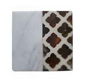 Ensemble de sous-verres rectangulaires en marbre organique de qualité supérieure tampons de table en pierre décorative marron pour hôtels et boissons - Product Image 2