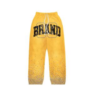 Strass personnalisés vintage dernière conception ensemble de jogging sérigraphie lavage à l'acide surdimensionné lourd GSM coton polaire unisexe survêtement - Product Image 3
