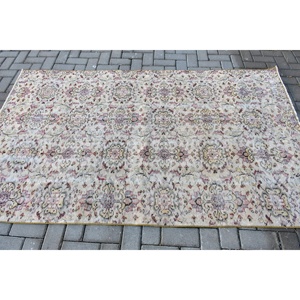 Alfombra Turca Vintage, Alfombra de 4.4x7.2 pies, Alfombra de Lana con Borde Rojo - Product Image 3