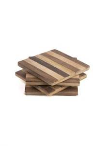 Square Natural <b>Wood</b> Coaster <b>Set</b> for <b>Tea</b> and Water for Home and Hotel Use Packaged in Carton - Product Image 5