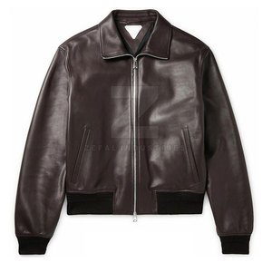 Chaqueta Bomber de Cuero de Invierno de Alta Calidad en Oferta, para Hombre, con Cuello Alto, Logotipo Frontal, Transpirable, Ecológica, Impermeable y Personalizable - Product Image 1