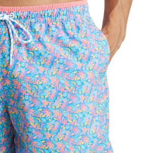 Shorts de Baño Personalizados para Hombre, Diseño Floral Tropical en Color Turquesa Coral, Secado Rápido, Shorts de Playa, Ropa de Verano al por Mayor - Product Image 5