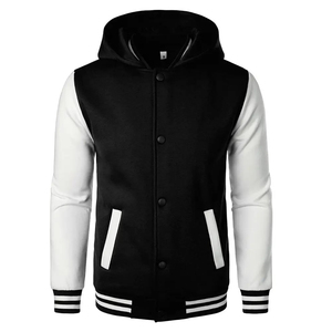 Veste de baseball varsity pour homme, à col montant, en polyester/coton, à manches longues, unie, à la mode, best-seller - Product Image 1