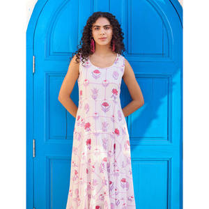 Vestido Maxi de Algodón con Estampado Floral Bonita para Mujer - Vestido Casual Elegante sin Mangas - Product Image 3