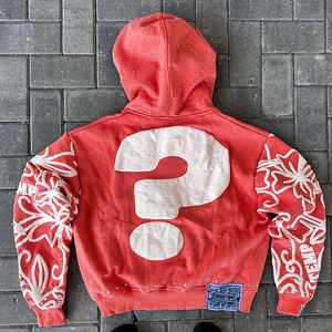 เสื้อฮู้ดมีซิปสำหรับผู้หญิงเสื้อฮู้ดแบบรูดซิป3D พิมพ์ลายพัฟปักแบบกำหนดเอง - Product Image 5