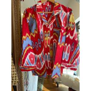 Pijama Rojo de Algodón Orgánico con Estampado Floral, Camisón Transpirable para Mujer, Cierre Elástico en la Cintura, Sin Mangas, Temporada de Invierno - Product Image 1