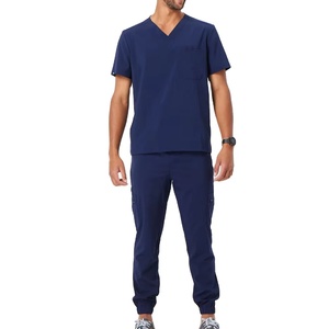 Uniformes Médicos con Cuello en V, Pantalones Deportivos para Enfermeros, Poliéster, Rayón, Elastano, Elásticos, Elegantes, Conjuntos de Uniformes de Hospital para Hombre - Product Image 1