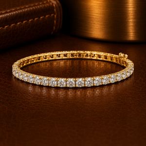 Round Cut Tennis Bracelet Moissanite Diamond 14K <b>Solid</b> <b>Gold</b> DEF VVS Classic Wedding Fine Jewelry Bracelet for Women Wholesale - Product Image 1