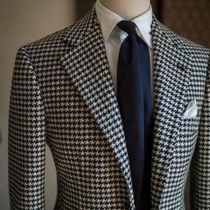 Blazer de Lana Cruzado con Solapa para Hombre 2025, Traje Formal de Negocios a Cuadros, Chaqueta con Cierre de Cremallera, Pantalones Transpirables Antiarrugas con Muescas - Product Image 2