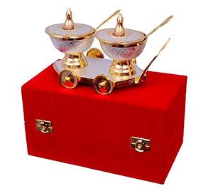 Juego de Cuencos de Latón Hechos a Mano de Alta Calidad, Chapados en Oro y Plata, para Regalo - Product Image 1