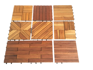 กระเบื้องไม้อะคาเซีย DIY สำหรับปูพื้นขนาด300*300มม. กันน้ำใช้สำหรับตกแต่งภายนอกบ้านสวนหลังบ้าน - Product Image 6