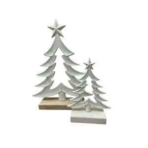 Escultura de Árbol de Navidad Blanca de la Mejor Calidad al por Mayor, Adorno de Escritorio, Decoración del Hogar, Base de Madera Festiva al Precio Más Bajo - Product Image 5
