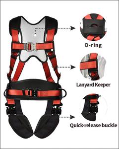 Arnés de Seguridad de Cuerpo Completo con Certificación de Seguridad <span class=keywords><strong>EN</strong></span> <span class=keywords><strong>361</strong></span> y <span class=keywords><strong>EN</strong></span> <span class=keywords><strong>358</strong></span> para Cintas Rojas y Negras, Capacidad de Carga de 25KN - Product Image 6