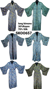 ชุดกิโมโนยาวลายดอกไม้เสื้อส่าหรีดีไซน์เนอร์แขนยาวเอวสูงเป็นมิตรกับสิ่งแวดล้อม - Product Image 3