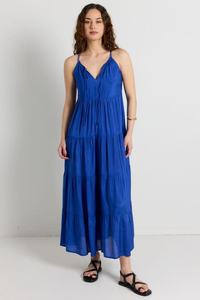 Attractive 2025 Summer Rayon Long Plain Blue Ladies <b>Dress</b> for Women Boho Comfortable Loose <b>Casual</b> <b>Maxi</b> <b>Dress</b> - Product Image 4