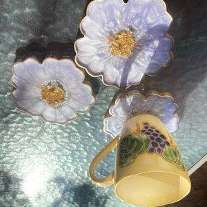 Posavasos Personalizados MFD de Madera, Resina y Mármol con Diseño Floral, Hechos a Mano - Product Image 5