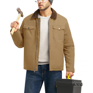 Respirant homme vestes toile lourde coton Streetwear hommes vestes logo personnalisé coton fermeture éclair Vintage travail veste pour homme - Product Image 1