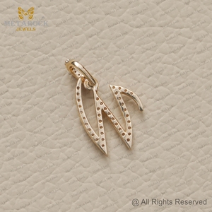 Sólido 14K oro amarillo W inicial colgante hecho a mano pavé diamante joyería de alta calidad W letra nombre colgante oro diamante joyería - Product Image 5