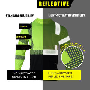 Polo de manga larga de seguridad con certificado ANSI y tiras reflectantes para uso nocturno, Polo de manga larga de seguridad con logotipo personalizado - Product Image 4