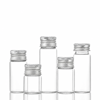 Flacon en verre cylindrique transparent vide de 27 mm, 15 ml, avec bouchon à vis en aluminium argenté pour poudre colorée, sable, fleurs séchées